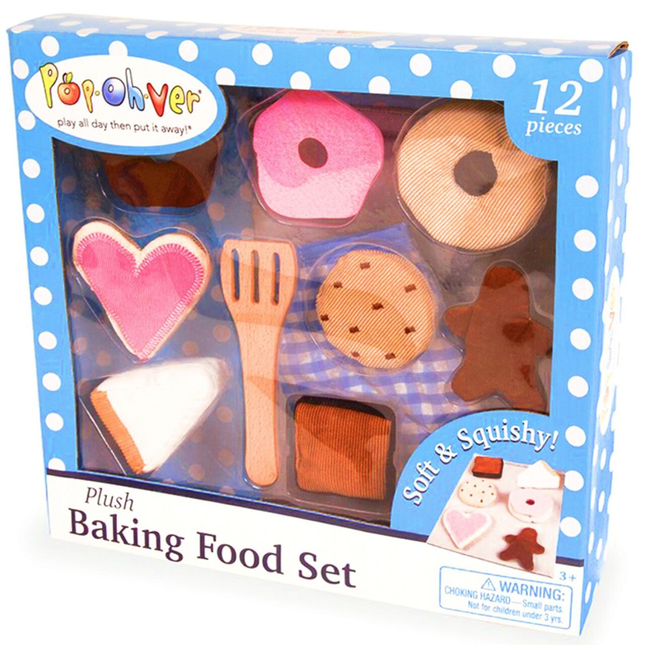 PopOhVer Pretend Play Plush Baking Food Play Set, Donuts & Pastries